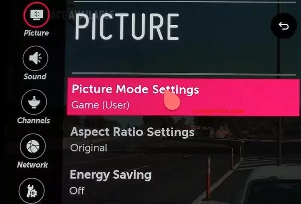 Change Picture Mode to Game Mode