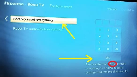 Hisense Roku TV Factory Reset Using Remote