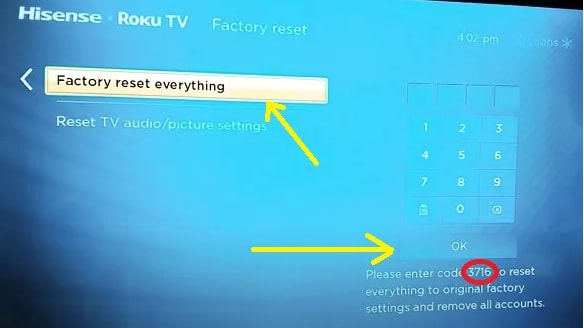 Hisense Roku TV Factory Reset Using Remote