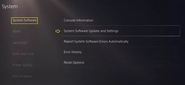 PS5 Console Software Update 2