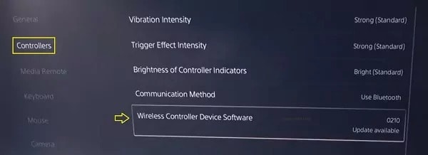 PS5 Controller Software Update Window 1